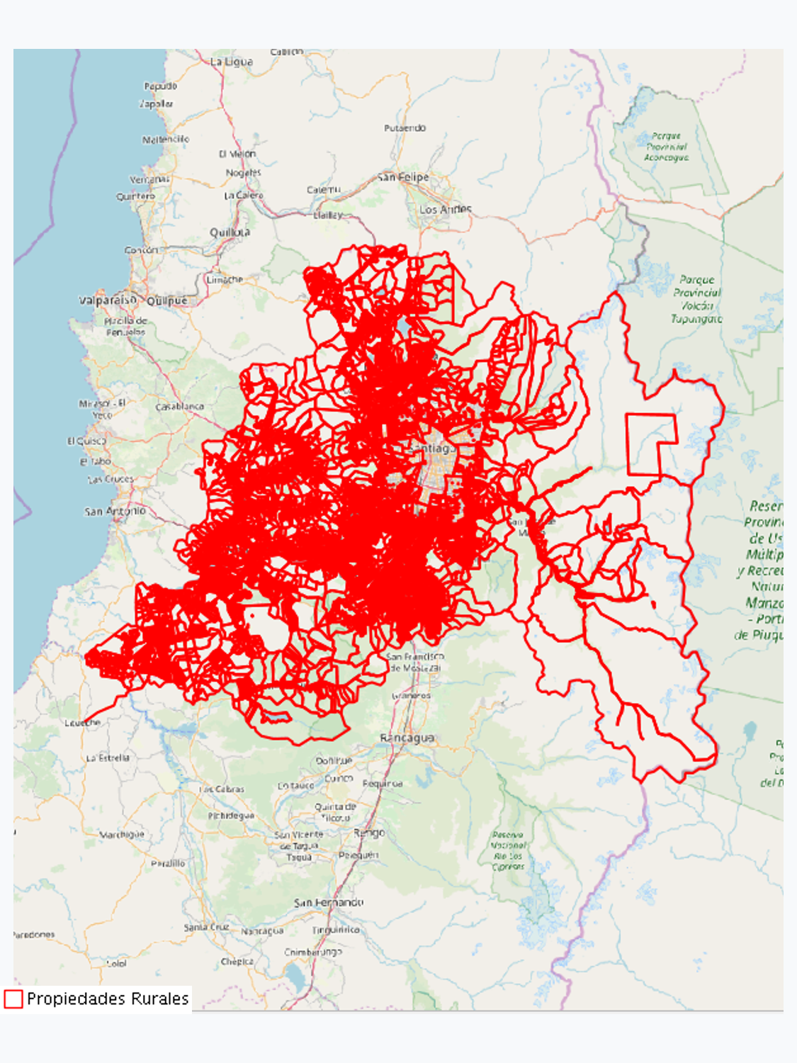 Catastro Gráfico de la Propiedad Rural 1:10.000, Región Metropolitana, año 2023